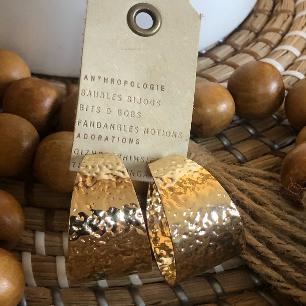 Anthropologie Hammered Gold Earrings